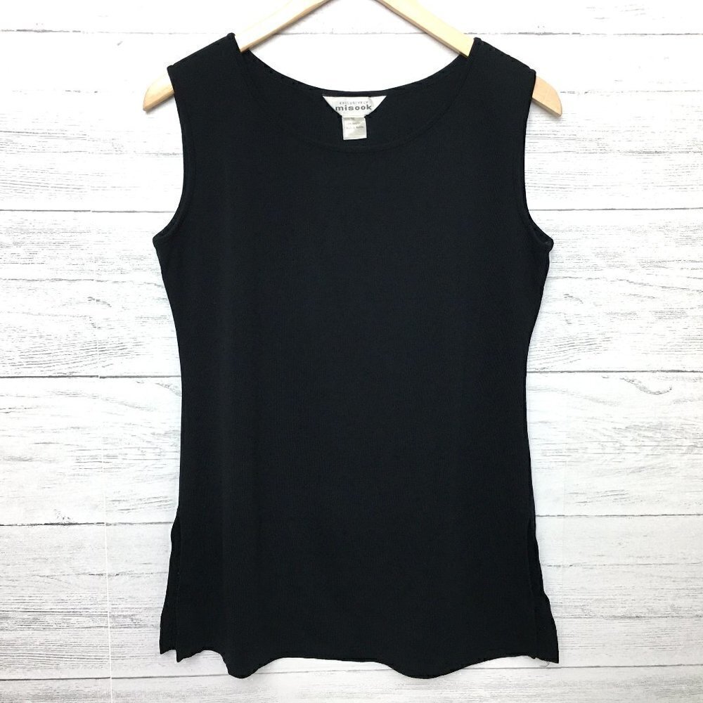 Misook Women's Black Classic Knit Tank Top Sleeveless Top Stretch Medium